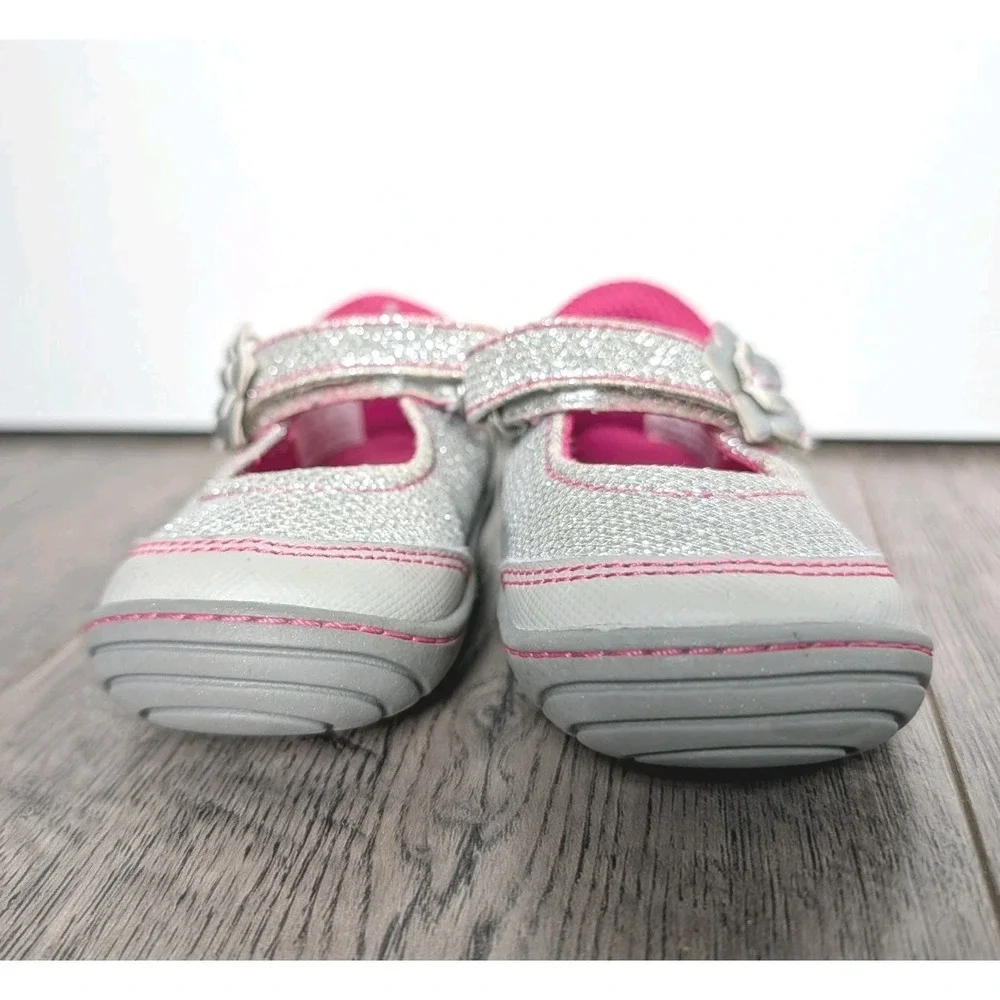 Stride Rite Surprize Pauline Baby Girls Silver Pink Sparkle Sandals Sz 3 Toddler